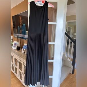 Mango pleated casual dress - ribbed top - size 10 black